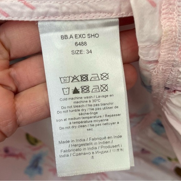 GANNI | Smocked Pink Floral Midi Dress, Size FR 34/US 2 100% Cotton - Picture 13 of 14